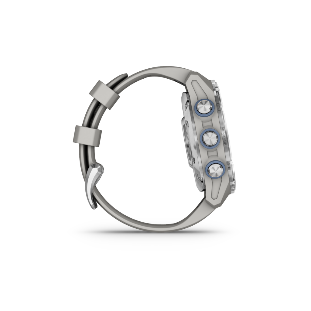 Descent™ Mk3 - 43mm, Acier inoxydable avec bracelet en silicone gris cendré